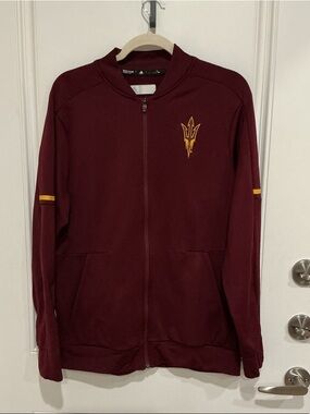 adidas Maroon Zip-Front Track Jacket with ASU UNISEX JACKET